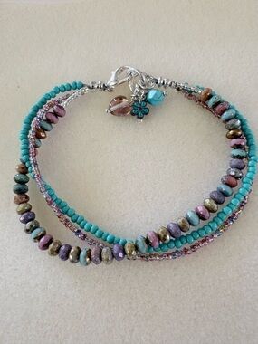 Multi colored Multi-Strand Czech Glass oBeaded Wrap Bracelet - Women's Jewelry